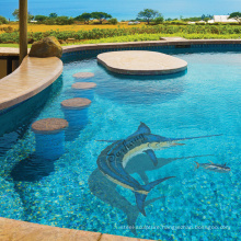 New Products Fashion Shark Customized House 3D Glass Tile swimming pool Mosaic